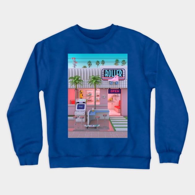 Roller Skate Nostalgia Crewneck Sweatshirt by dennybusyet